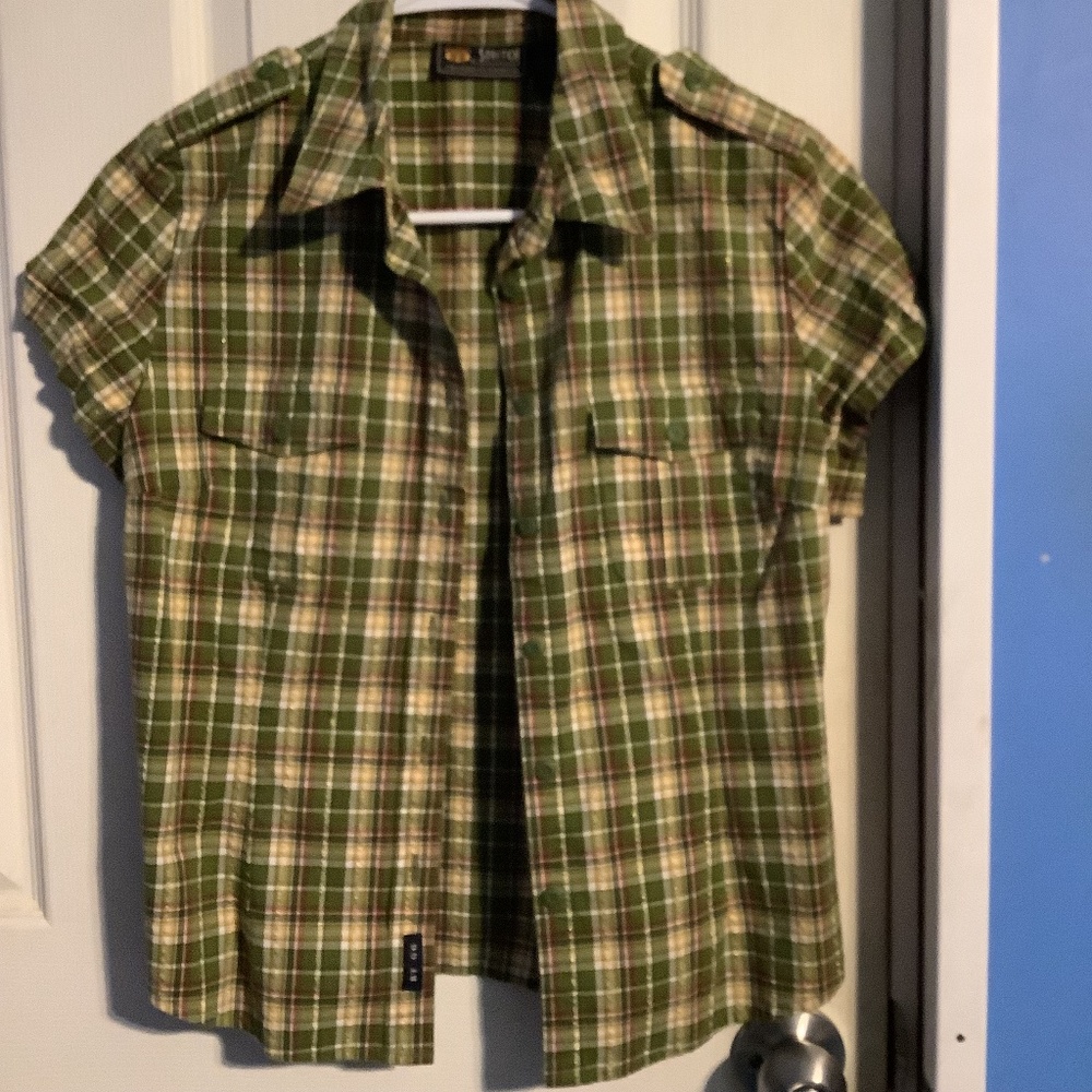 Women’s Route 66 Stretch Button down Plaid Shirt/blouse Size S